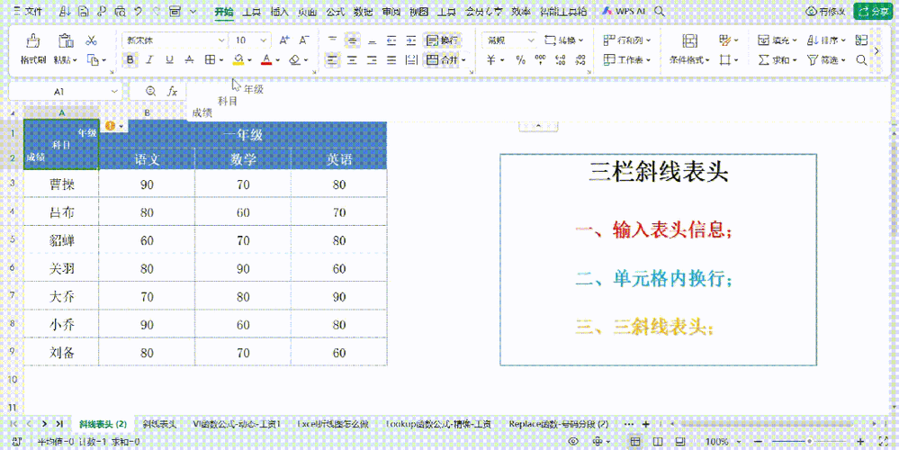 excel斜线表头